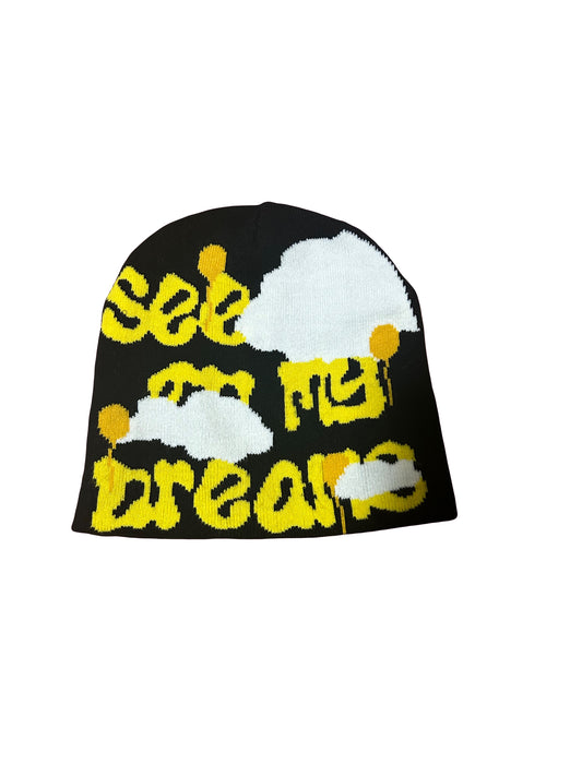 "SEE YOU IN MY DREAMS" BEANIE  (BLACK/GOLD)