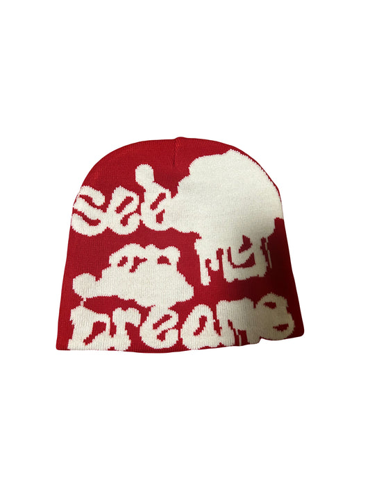 "SEE YOU IN MY DREAMS" BEANIE  (RED/WHITE)